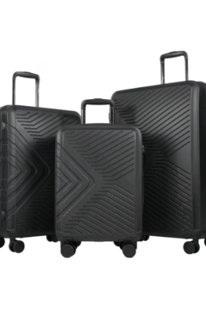 Travelhouse 3 Piece Hardshell Luggage Set Hardside Lightweight Suitcase with TSA Lock Spinner Wheels 20in24in28in.(Black)