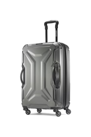American Tourister Cargo Max 28" Hardside Durable Large Checked Spinner Luggage with Divider Pockets, Olive