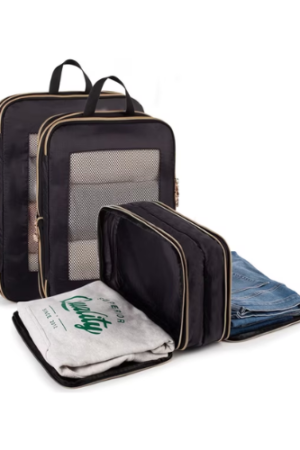 TRIPGEAR 3‑Set Double‑Deck Compression Packing Cubes, Lightweight Travel Luggage Organizer