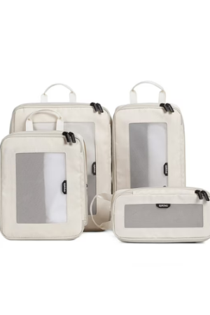 EPICKA TripCozy Compression Packing Cubes - 4 Set Durable Travel Organizer Bags with Mesh Top for Carry on (Beige)