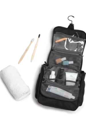 Brookstone Large Hanging Cosmetic Organizer Toiletry Bag for Travel, Black