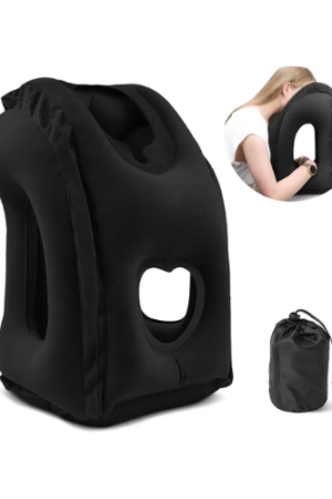 BTideas Inflatable Travel Pillow,Airplane Neck Pillow,for Airplanes, Trains, Cars ,Office(Black)
