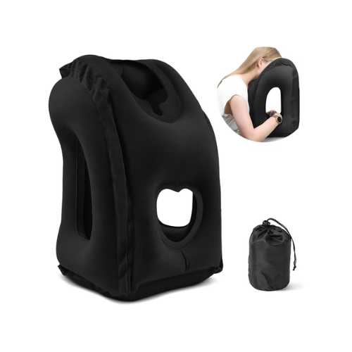 BTideas Inflatable Travel Pillow,Airplane Neck Pillow,for Airplanes, Trains, Cars ,Office(Black)