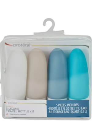 Protege Silicone Travel Bottles Set with EVA Bag - 4 Pack