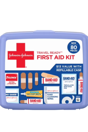 Band-Aid Brand Travel Ready Portable Emergency First Aid Kit, 80 Piece