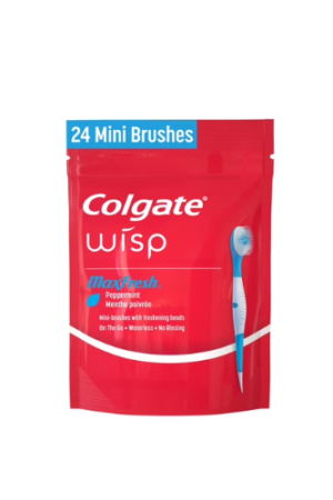 Colgate Max Fresh Wisp Disposable Travel Toothbrushes, Mini Toothbrush, Peppermint, 24 Count