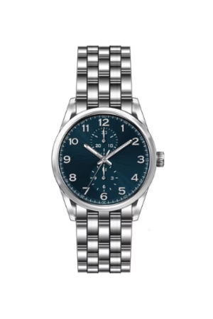 George Men's 41mm Silver Tone Blue Dial Easy Read Bracelet Watch