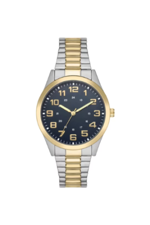 George Men's Watch: 2-Tone Silver/Gold Case, Blue Easy Read Dial, 2-Tone Silver/Gold Expansion Band (FMDOGE043)