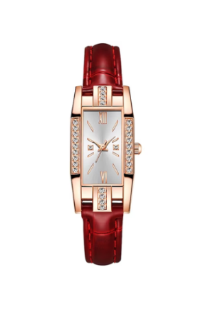 Couple Watches With Diamonds Pu Leather Material Simple Style Watches For Women