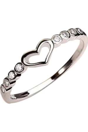 Women's 925 Sterling Silver Blue Sapphire Ring CZ Gemstone Heart Ring