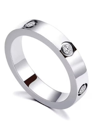 18K Gold Plated Love Friendship Ring Stainless Steel Zircon Band Ring for Women Men