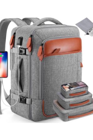 UKEIN Travel Backpack for Men & Women Carry On Backpack Flight Approved 40L Waterproof Anti-Theft Personal Item Backpack with Packing Cubes and Shoe Pocket