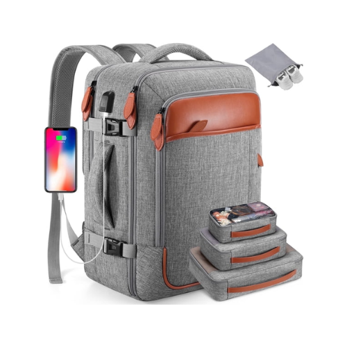 UKEIN Travel Backpack for Men & Women Carry On Backpack Flight Approved 40L Waterproof Anti-Theft Personal Item Backpack with Packing Cubes and Shoe Pocket
