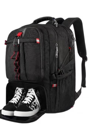 YOREPEK Travel Backpack, 50L Laptop Backpack with Shoe Compartment for Men and Women, Fits 17 inch Notebook, Black
