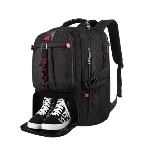 YOREPEK Travel Backpack, 50L Laptop Backpack with Shoe Compartment for Men and Women, Fits 17 inch Notebook, Black
