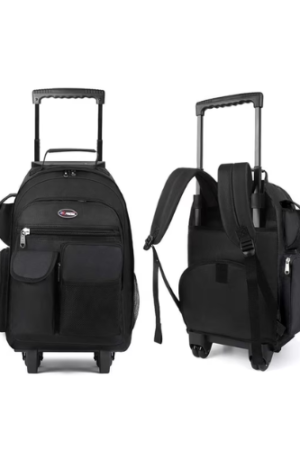 20" Rolling Backpack for Women Men, 2 in 1 Carry-on Travel Backpack with Wheels & Handle for Work, Weekend, School, Short Trips, Black - JH2560