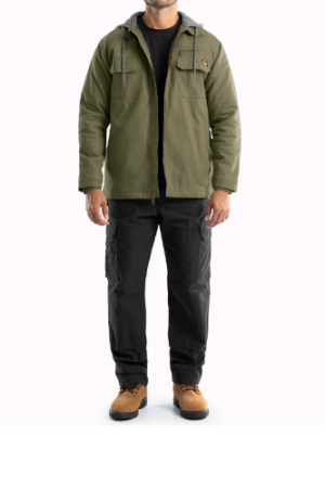 Wrangler Workwear Men's Quilted Lined Work Shirt Jacket with Hood, Size S-5XL (Men's and Big Men's)