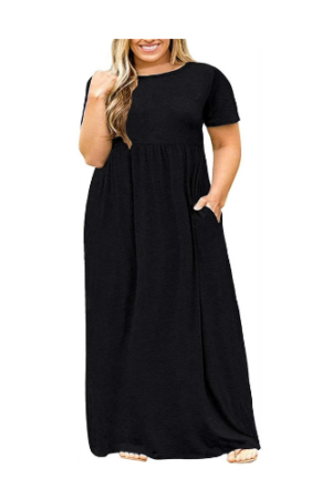 WUJINXIA Women's Summer Plus Size 2X to 6X Maxi Loose Dress with Pockets