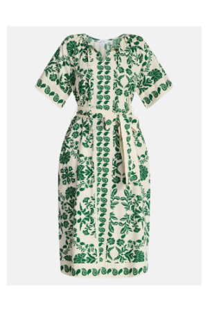 Time and Tru Women’s Border Print Linen Blend Midi Dress