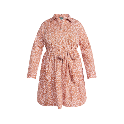 Terra & Sky Women's Plus Size Tiered Shirt Dress with Long Sleeves