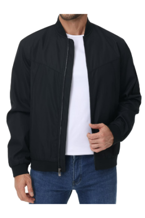 Taigaofy Men's Lightweight Outdoor Jacket Causal Fashion Stylish Windbreaker For Work Dress Golf Business Black L