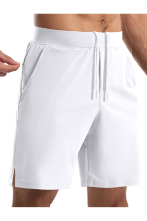 Besolor Mens Workout Shorts High Waisted Elastic Drawstring Wide Leg Split Hem Casual Summer Running Half Pants with Pockets