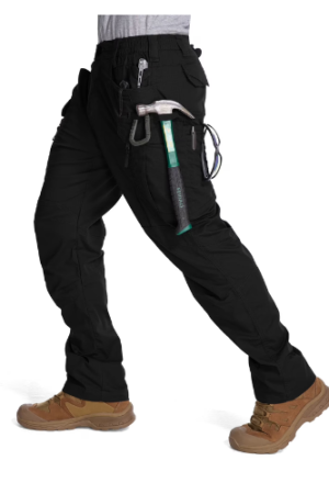 liyiyiyia Cargo Pants for Men Black Work Pants Ripstop Water Resistant Hiking Pants Outdoor Trousers with Multi Pockets (Not Belt)