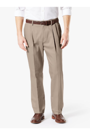 Dockers Men's Pleated Classic Fit Signature Khaki Lux Cotton Stretch Pants