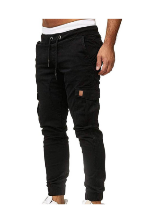 Ecqkame Mens Slim Fit Joggers Pants Summer Fashion Casual Short Cargo Sport Jogger Jogging Long Sports Pants Black XXL