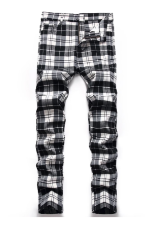 Keevoom Mens Slim Fit Dress Pants Casual Stretch Flat-Front Plaid Chinos Pants