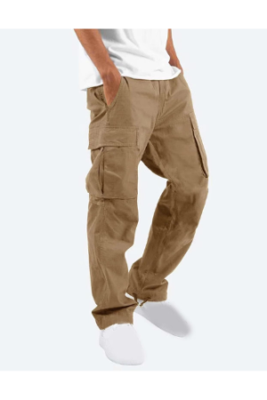 Cargo Pants for Men Relaxed Fit Causal Slim Beach Work Streetwear Khaki Baggy Pants with Zipper Pockets
