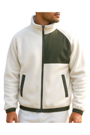 GuangCheng Mens Fleece Jackets,Full Zip,Casual,Outerwear,Stand Collar Coats,with Zippered Pockets,Beige,3XL