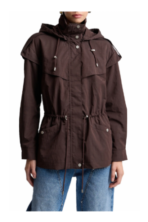 Hooded Drawstring Waist Jacket