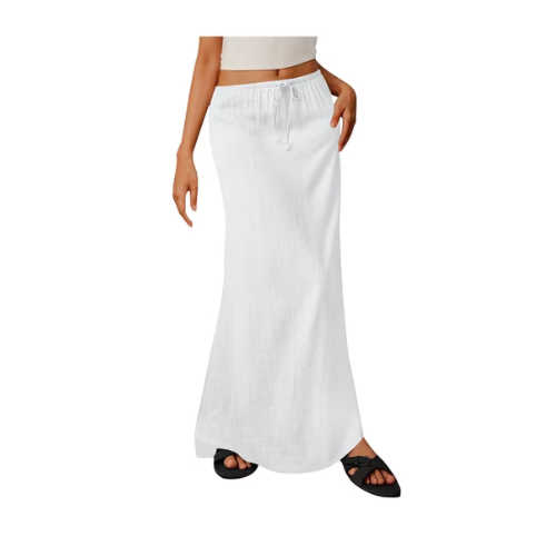 Wdfiry Maxi Skirts for Women Summer Fashion Casual Solid Color