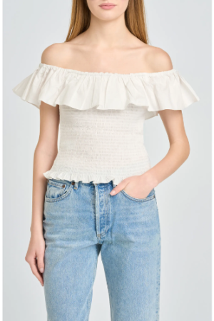 Delilah Shirred Off the Shoulder Top