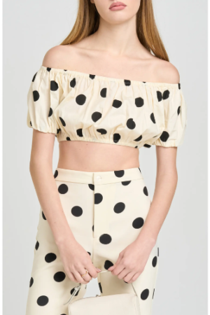 Annie Polka Dot Crop Stretch Cotton Top