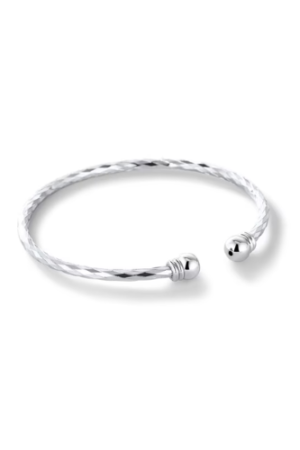 U7 Women Twisted Silver Cuff Bangle Open Bracelet Fashion Bangle Adjustable Hand Braclet Solid Jewelry Birthday Mother's Day Gift