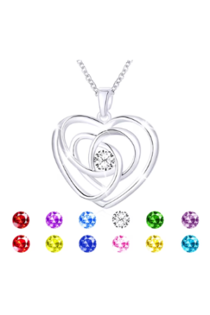 APSVO S925 Sterling Silver Plated Love Heart Necklaces for Women Girls CZ April Birthstone Necklace with Crystal Birthday Graduation Jewelry Gifts Teen Her Mom Adults Wife Kids Ideas