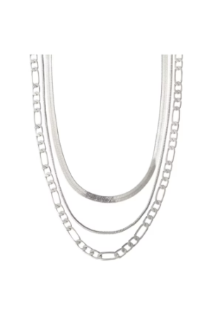 Believe by Brilliance Women's Fine Silver Plated Triple Layer Necklace Set