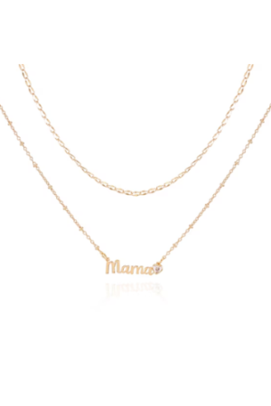 Time and Tru Women's Gold Tone Mama Layered Necklace Set, 2-Piece