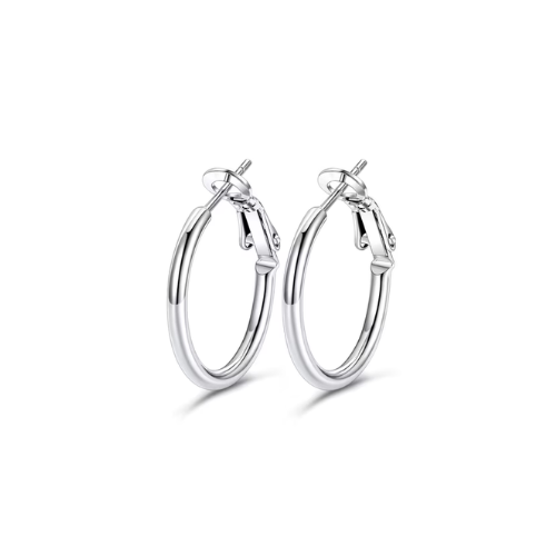 KeyStyle Hoop Earrings for Women 18k White Gold Plated 2mm Thick Hypoallergenic Circle Endless Thin Hoop 20mm