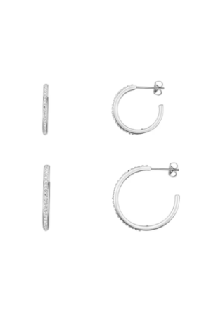 Believe by Brilliance Women's Crystal Hoop Earring Set
