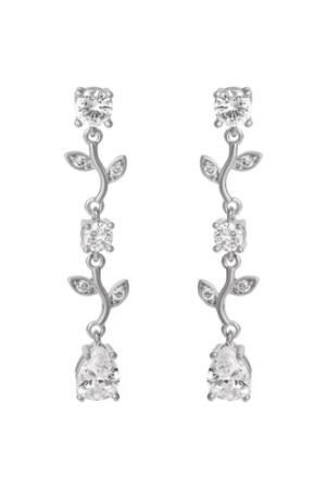 Brilliance Fine- Women's Silver Plated Cubic Zirconia Twig Dangle Earrings